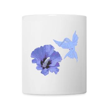 geschenke mit kolibris, Kolibrisilhouette Hibiskus - Tasse - Weiß - Vorne