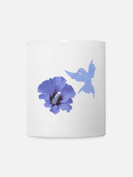 geschenke mit kolibris, Kolibrisilhouette Hibiskus - Tasse - Weiß