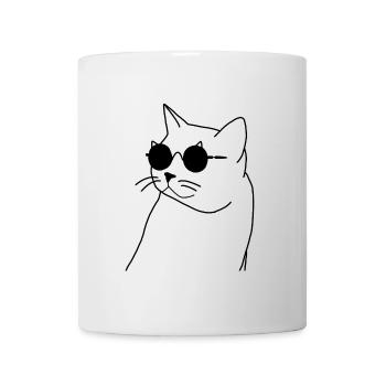 Katze mit Brille - Tasse - Weiß - Vorne