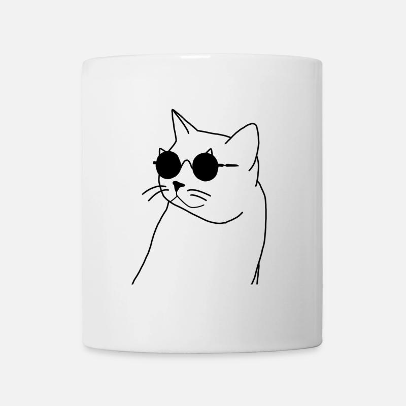 cat with glasses - Mug - white