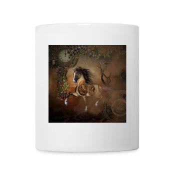Beautiful steampunk horse with cape and gears - Mug - white - Front