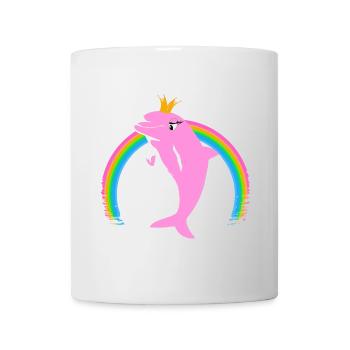 Regenbogen Delfin goldene Krone Rosa - Tasse - Weiß - Vorne