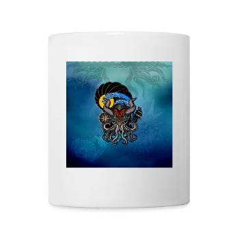 Fun octopus with horns and boat - Mug - white - Front