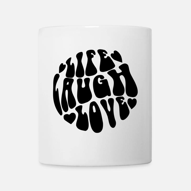 Retro Psychedelic "Live Laugh Love" Graphic - Mug - white