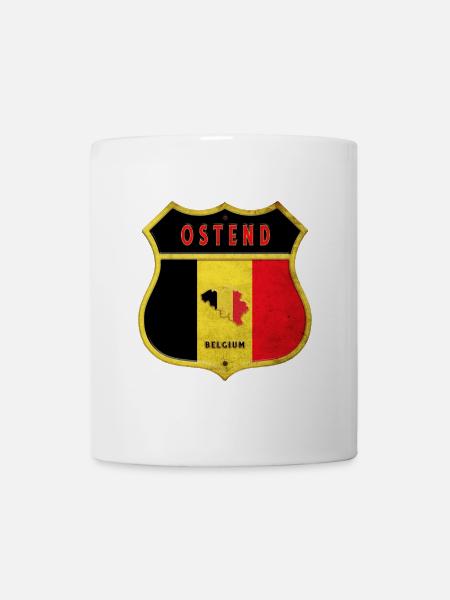 Ostende Belgien Wappen Flaggen Design - Tasse - Weiß
