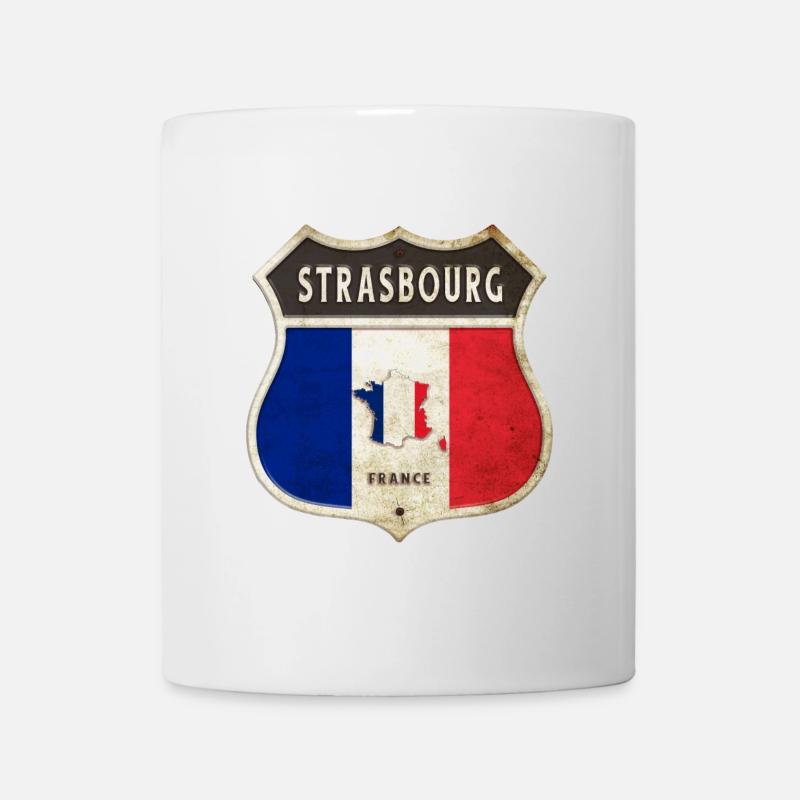 Straßburg Frankreich Wappen Flaggen Design - Tasse - Weiß