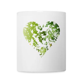 grünes Blätterdach eines Waldes in Herz Form - Tasse - Weiß - Vorne