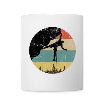Retro Climber Silhouette on Striped Horizon - Mug - white - Front