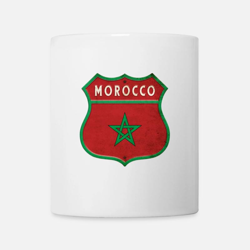 Marokko Wappen Flaggen Design - Tasse - Weiß