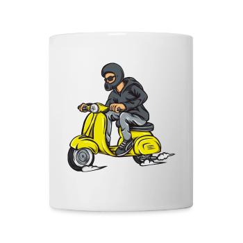 Maskierter Scooter-Pilot im Hoodie - Tasse - Weiß - Vorne