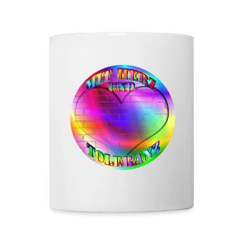 Rainbow with heart and tolerance without a wall - Mug - white - Front