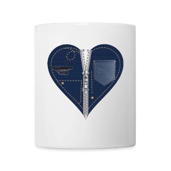 dark heart in jeans look with zipper - Mug - white - Front