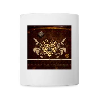 Wunderbare Herz-, Uhren- und Steampun-Zahnräder - Tasse - Weiß - Vorne