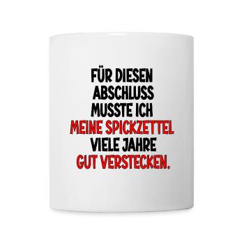 Abschlussgeschenke - SPICKEN SPICKZETTEL - Tasse - Weiß - Vorne