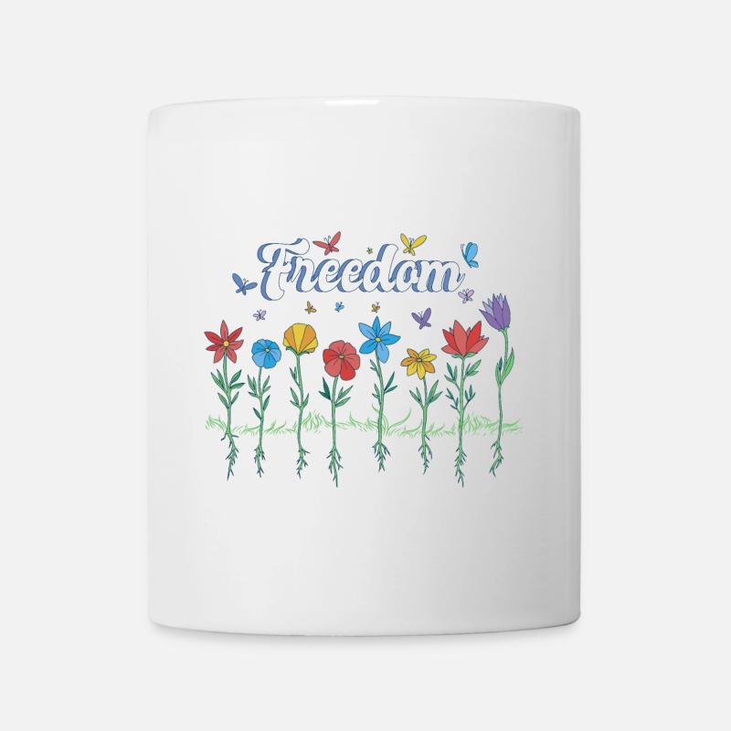 Freedom Blumen Schmetterlinge Freiheitsdesign - Tasse - Weiß