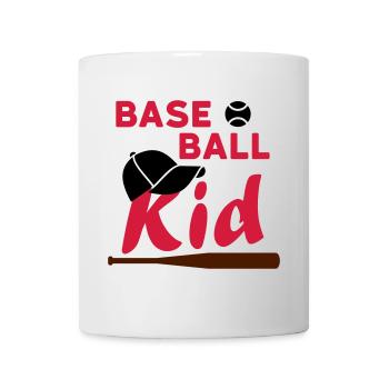 Enfant de baseball (balle de jeu, casquette, batte de baseball) - Mug blanc - blanc - Devant