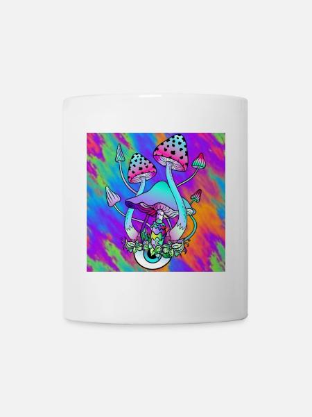 Zauberpilze bunt Psychedelische Pilz Kunst - Tasse - Weiß