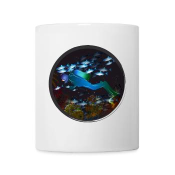 A diver and the mysterious underwater world - Mug - white - Front