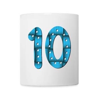 Zahl 10 - ZEHN - 10. Geburtstag - Tasse - Weiß - Vorne