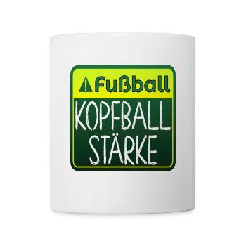 Fußball Sprüche - Kopfballstärke - Turnier - Tasse - Weiß - Vorne
