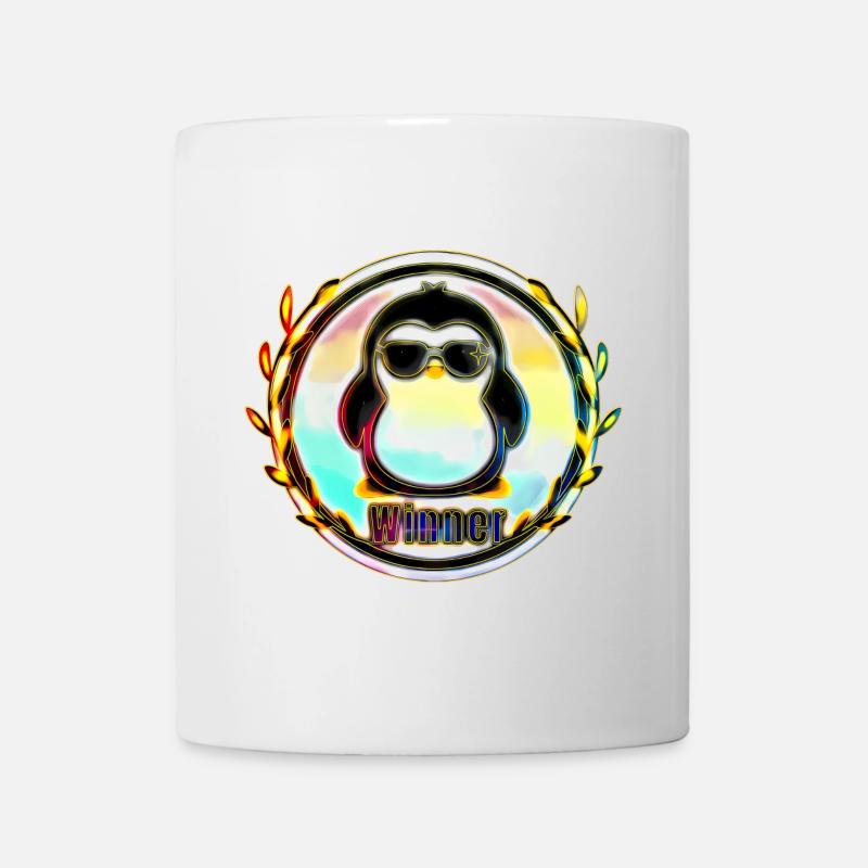 Sieger Pinguin Abzeichen - Tasse - Weiß