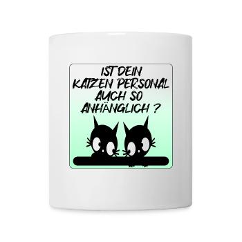 Anhängliches Katzen Personal - Katzensprüche - Tasse - Weiß - Vorne