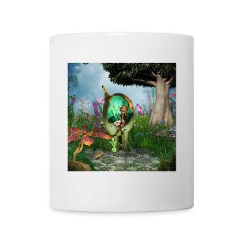 Kleine Fee mit ihrer Katze - Tasse - Weiß - Vorne