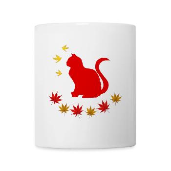 sitzende katze, herbstlich, pet prints - Tasse - Weiß - Vorne