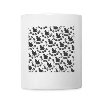 Katzen muster dunkel, sitzend, Tier tatzen - Tasse - Weiß - Vorne