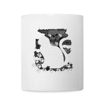 Sitzende katze hell HG, silhouetten, closing - Tasse - Weiß - Vorne