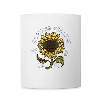 Sonnenblume mit Sonnenbrille Summer Feeling Sommer - Tasse - Weiß - Vorne