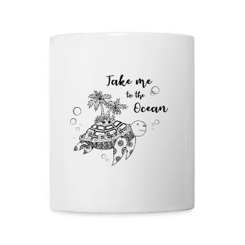 "Take me to the Ocean" - Schildkröte mit Insel - Tasse - Weiß - Vorne