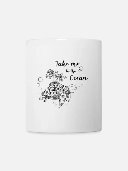 "Take me to the Ocean" - Turtle with island - Mug - white