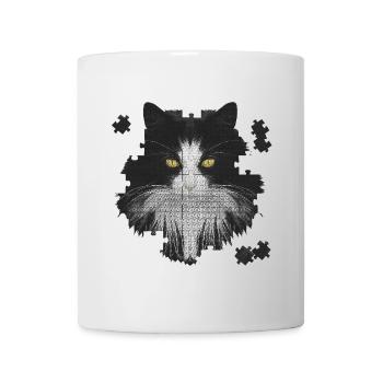 Katze schwarz weiss, Puzzles, pet prints - Tasse - Weiß - Vorne