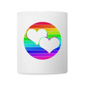 Rainbow 2 cœurs entrelacés - Mug blanc - blanc - Devant
