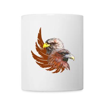 adlerdesign frau, zwei adlerköpfe, adlerflügel - Tasse - Weiß - Vorne