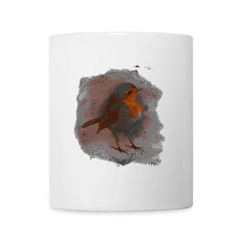 niedliche vögel, foto Rotkehlchen männchen mit HG - Tasse - Weiß - Vorne