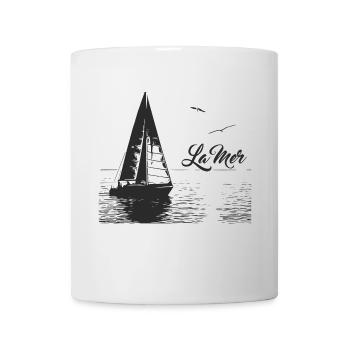 Das Meer - Segelboot und 2 Möwen - Tasse - Weiß - Vorne