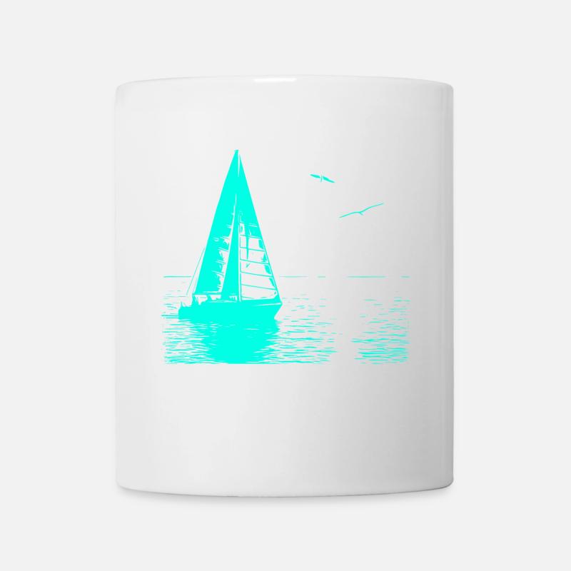 Feierabend Segelboot und 2 Möwen - Tasse - Weiß