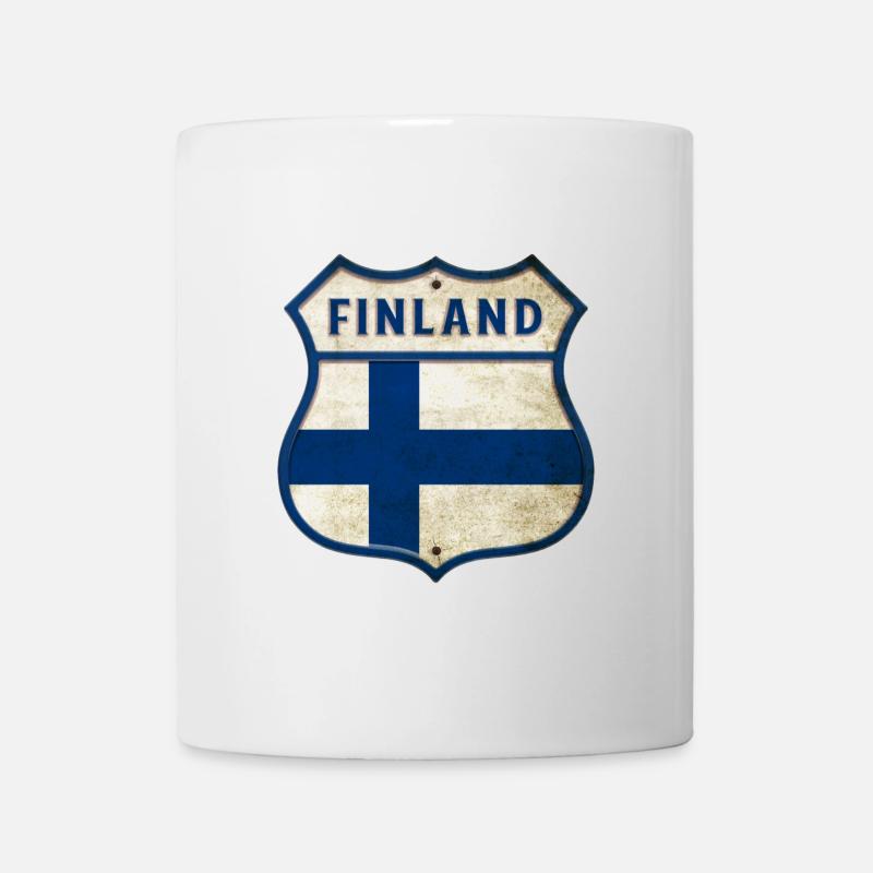 Finnland Flaggen Wappen - Tasse - Weiß