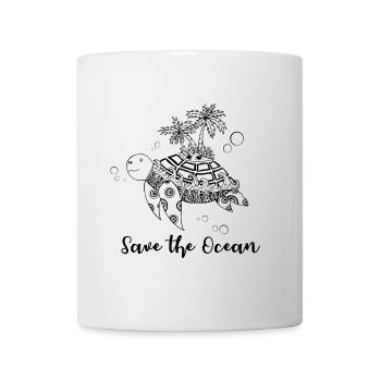 Save the Ocean - Tortue avec l’île - Mug blanc - blanc - Devant
