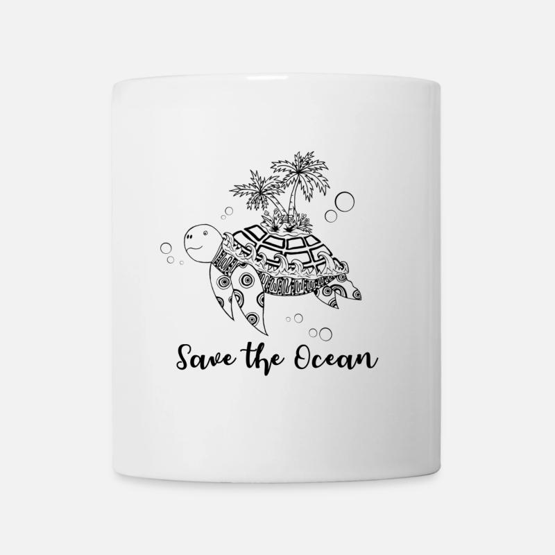 Save the Ocean - Schildkröte mit Insel - Tasse - Weiß