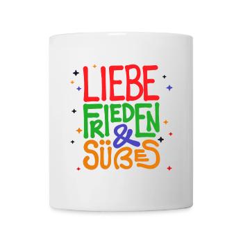 Nachspeise Naschen Süßigkeiten Statement Lecker - Tasse - Weiß - Vorne