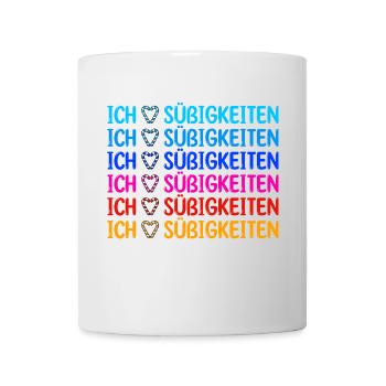 Herz Süß Statement Ich Liebe Süßigkeiten Lecker - Tasse - Weiß - Vorne