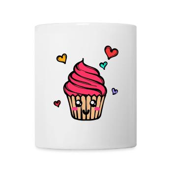 Süßigkeiten Lecker Naschen Backen Cupcake Herz - Tasse - Weiß - Vorne