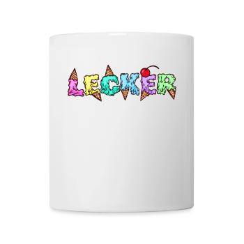 Lecker Eis Süßigkeiten Nachspeise Naschen Spruch - Tasse - Weiß - Vorne