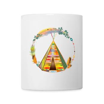 fantastically beautiful colorful teepee tent in the frame - Mug - white - Front