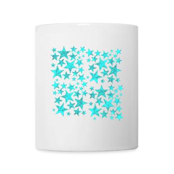 Bright blue star pattern on black - Mug - white - Front
