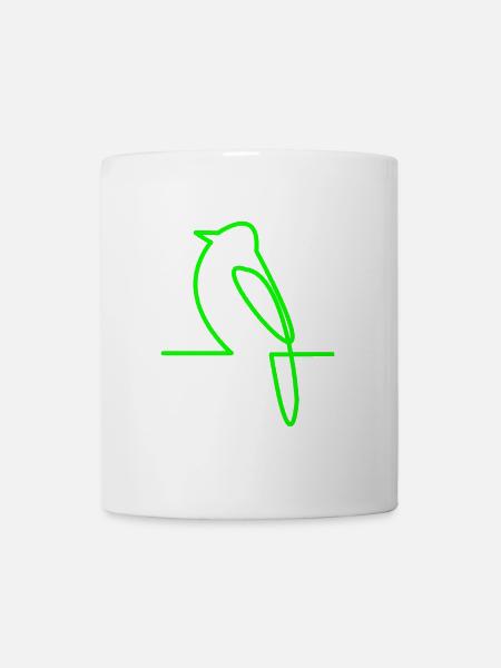 Leuchtender Vogel Linienkunst - Tasse - Weiß