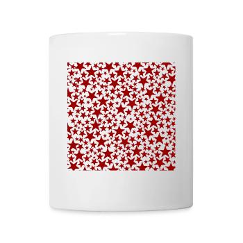 Red star pattern on black background - Mug - white - Front